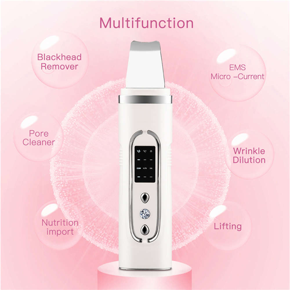 Ultrasonic Deep Face Cleaning Machine Skin Scrubber Shovel - White