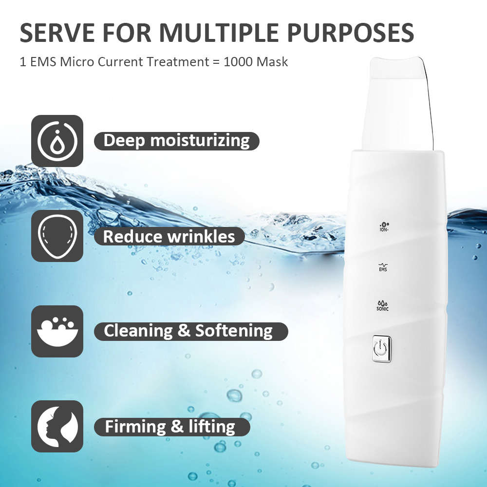 40°C Heat Electric Facial Ultrasonic Skin Scrubber Peeling Shovel