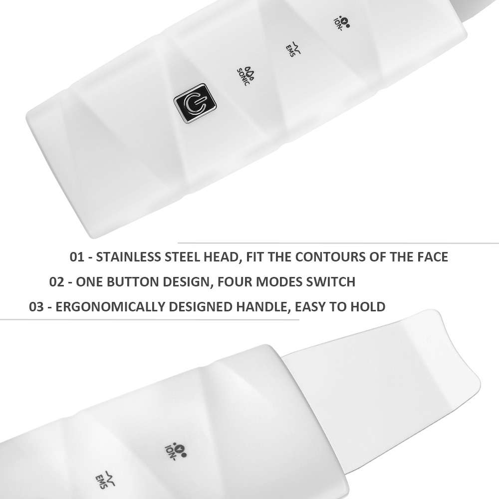 40°C Heat Electric Facial Ultrasonic Skin Scrubber Peeling Shovel