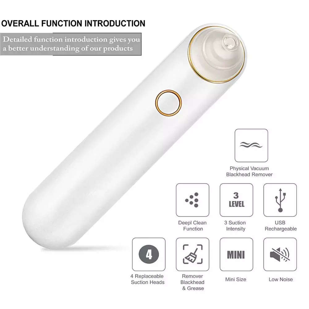 Multifunctional Vacuum Blackhead Remover Facial Pore Cleaner - White