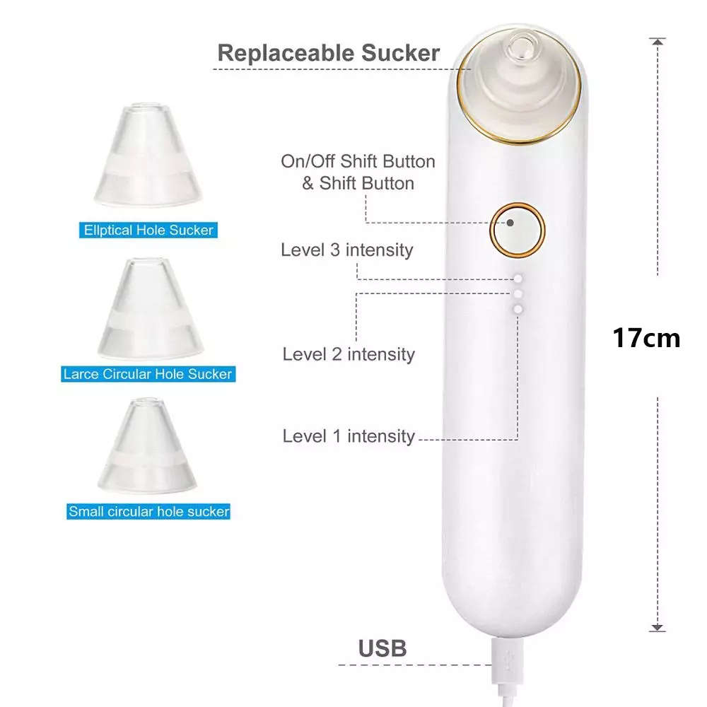 Multifunctional Vacuum Blackhead Remover Facial Pore Cleaner - White