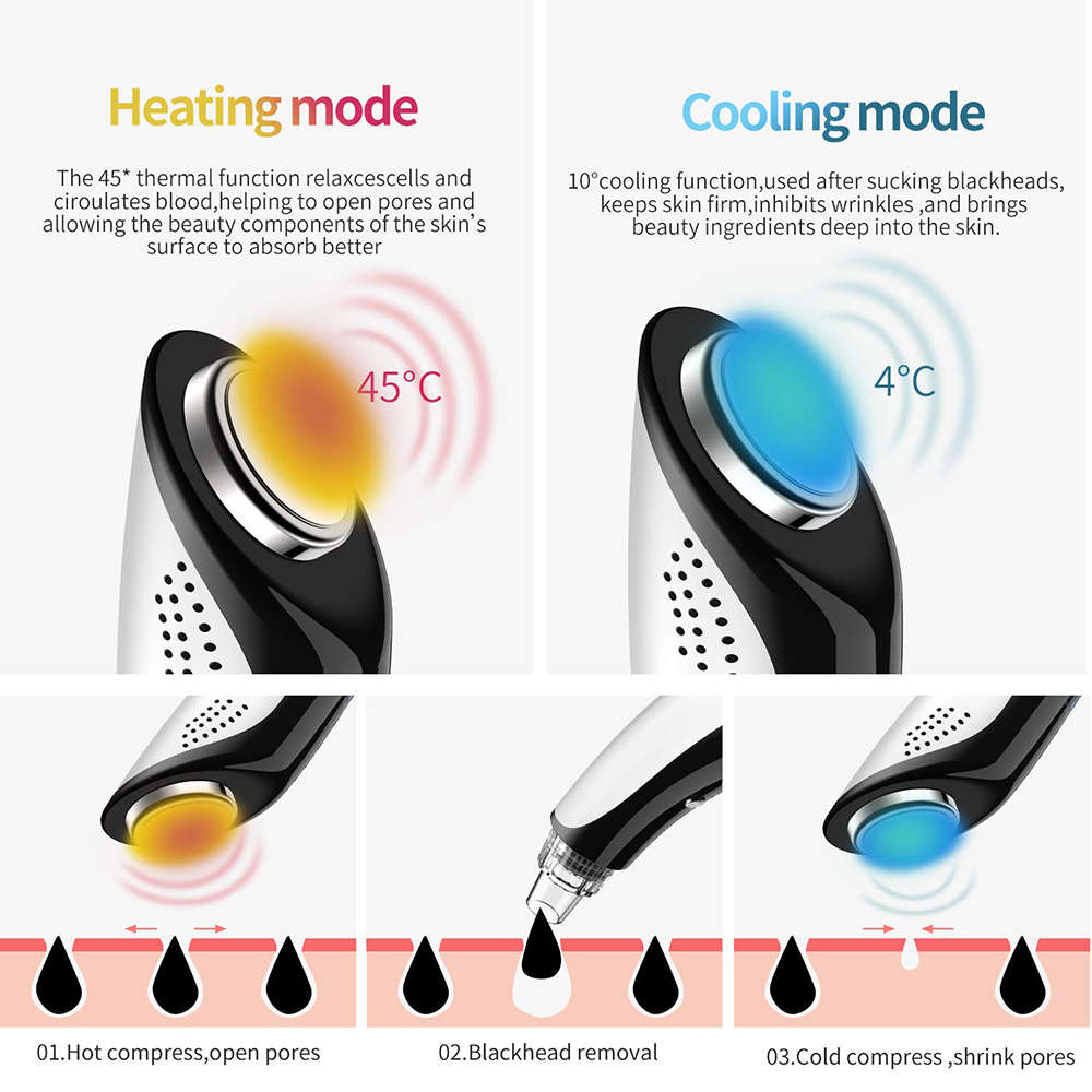 Blackhead Remover Vacuum with Hot & Cold Compress Pimple Pore Extractor