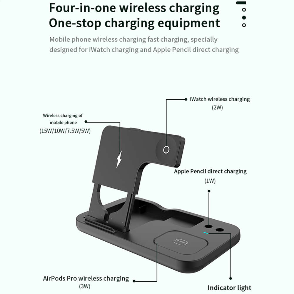 Portable 4 in 1 Foldable Wireless Charger Stand