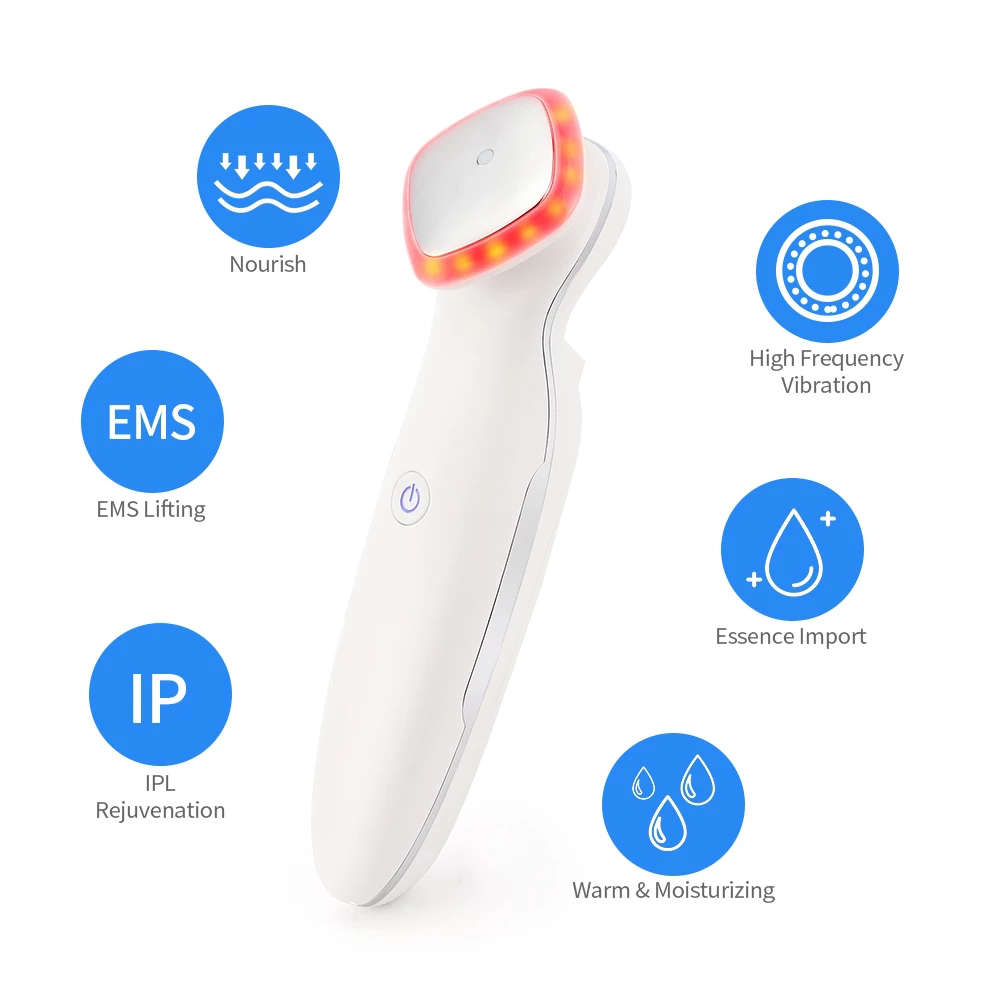 Red & Blue Light Skin Rejuvenation Facial Blackhead Ance Remover - White
