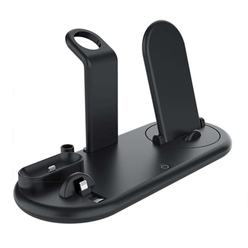 Mutifunction 7 in 1 Rotatable Wireless Charger Stand with Nightlamp Black