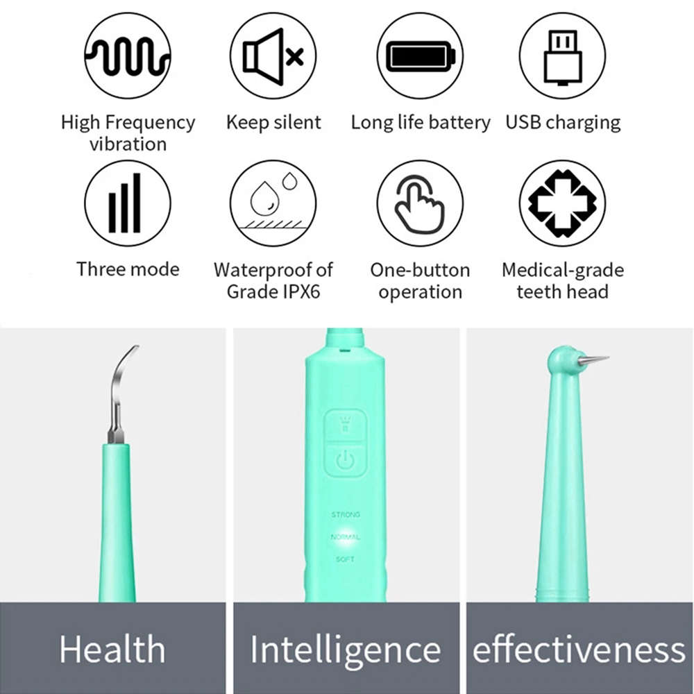 Portable Electric Sonic Dental Calculus Remover with LED Light - Blue