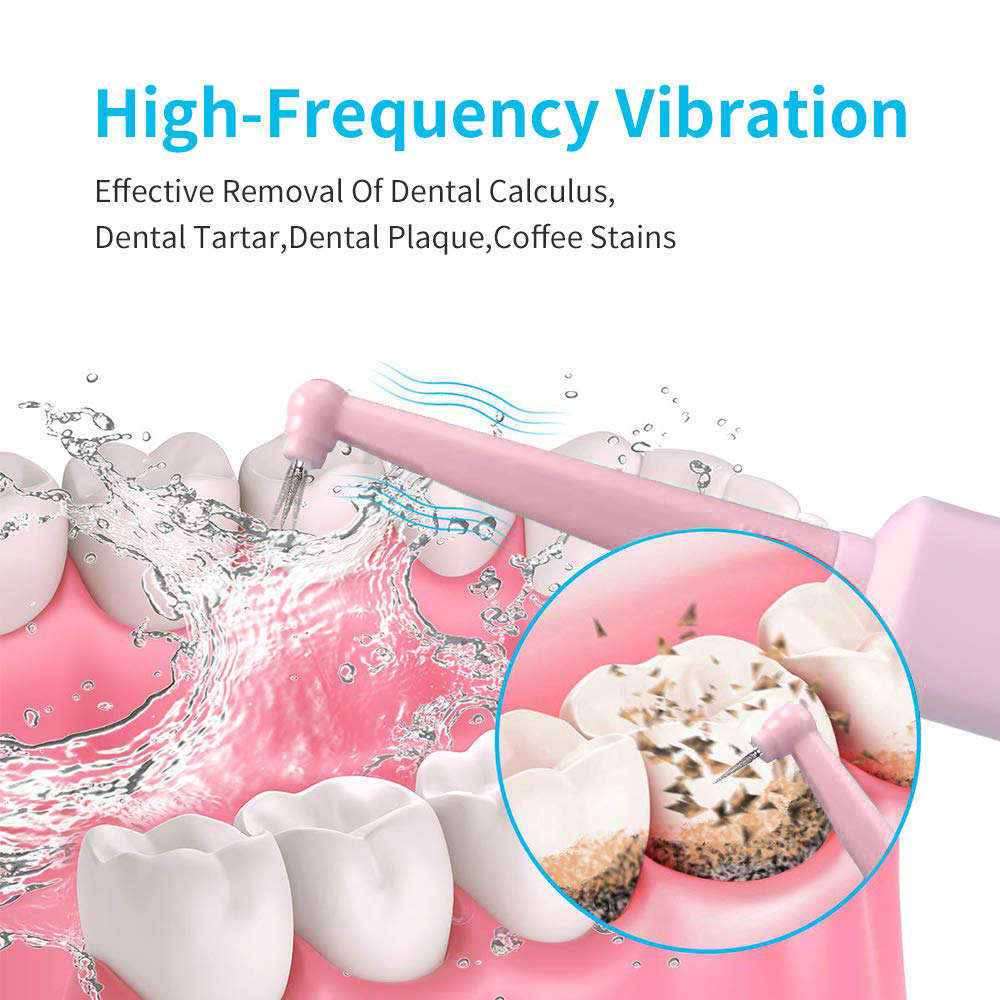 Household Electric Sonic Dental Calculus Remover with LED Light - Pink