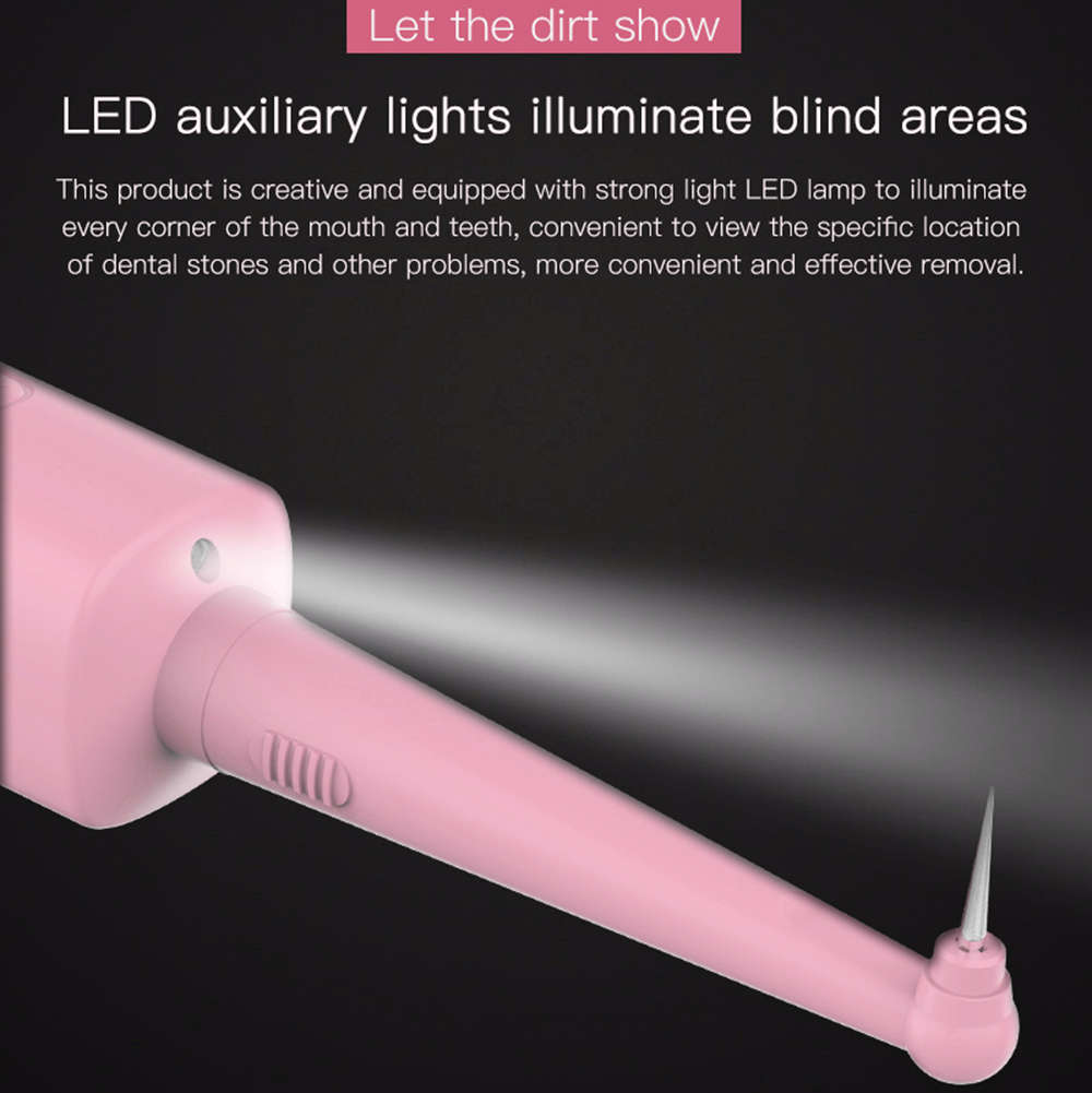Household Electric Sonic Dental Calculus Remover with LED Light - Pink