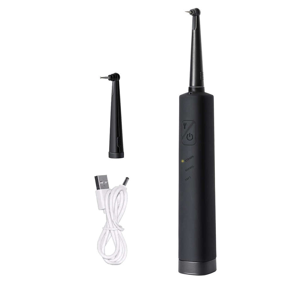 Household Electric Sonic Dental Calculus Remover with LED Light - Black