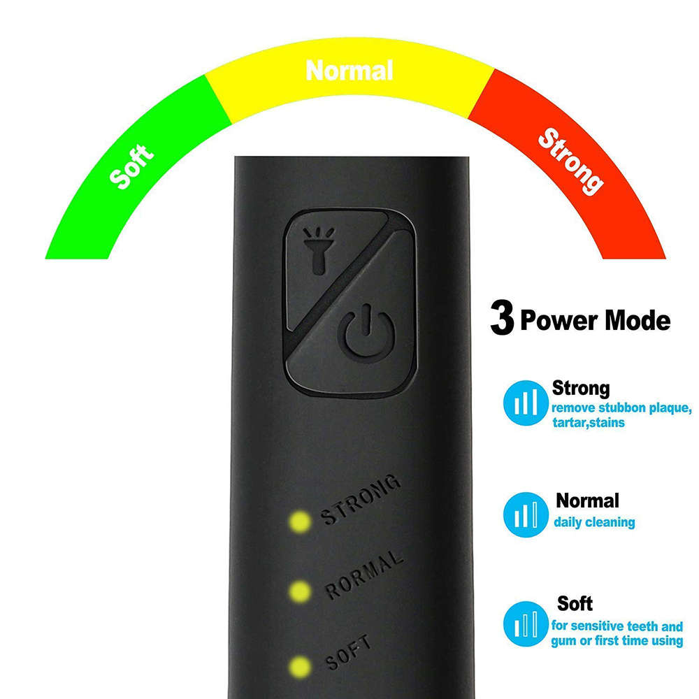 Household Electric Sonic Dental Calculus Remover with LED Light - Black