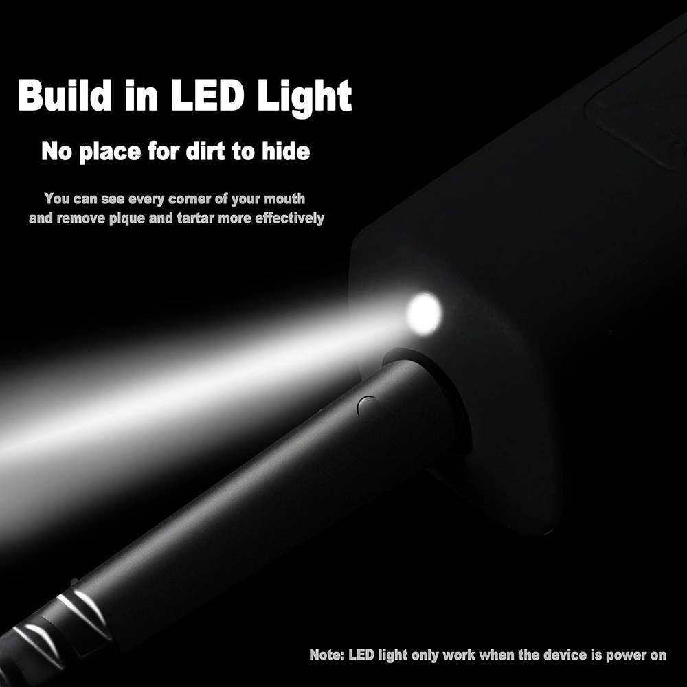 Household Electric Sonic Dental Calculus Remover with LED Light - Black