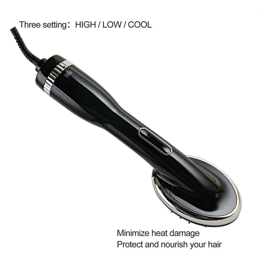 Portable 2 in 1 Grooming Hair Dryer Blower with Slicker Brush - Black