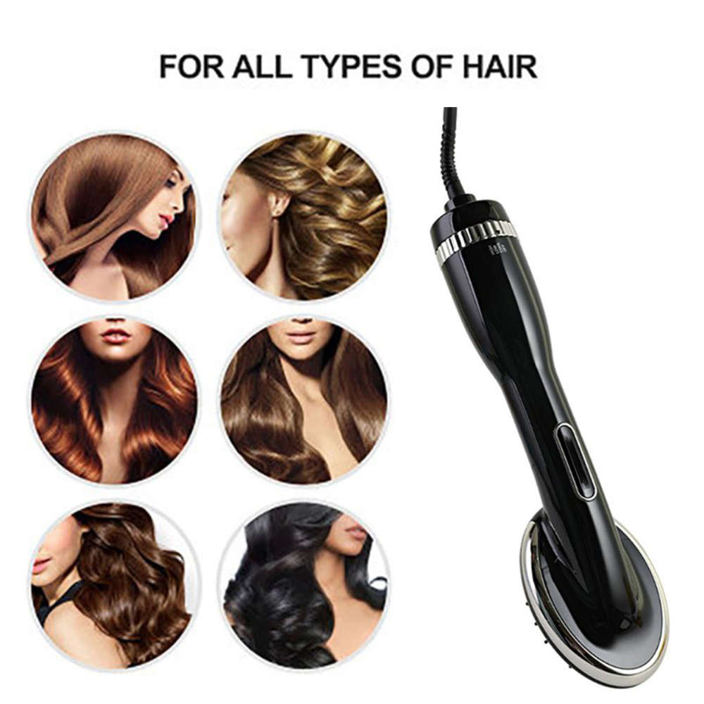 Portable 2 in 1 Grooming Hair Dryer Blower with Slicker Brush - Black