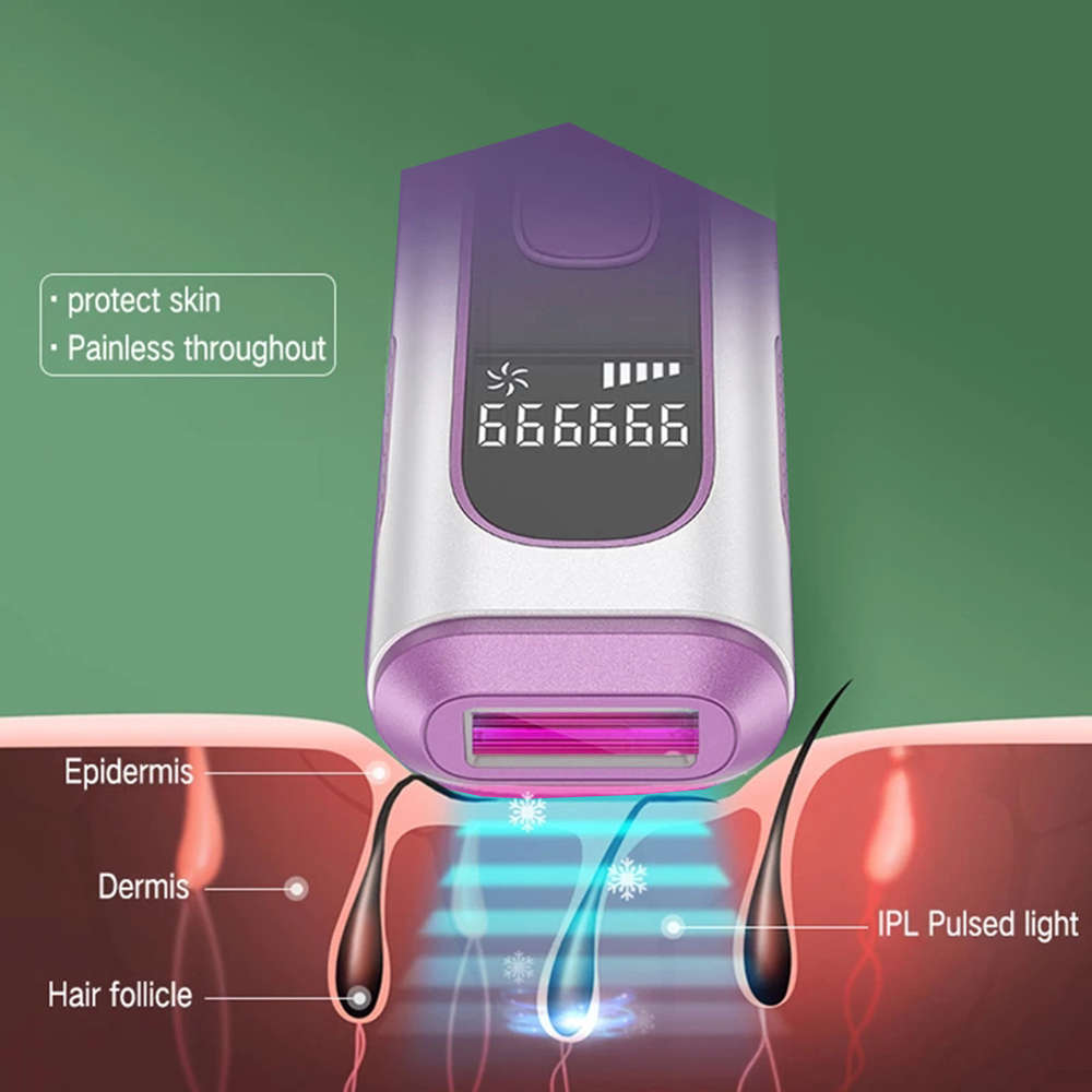 Professional 990000 Flash IPL Laser Hair Removal Epilator Machine Purple