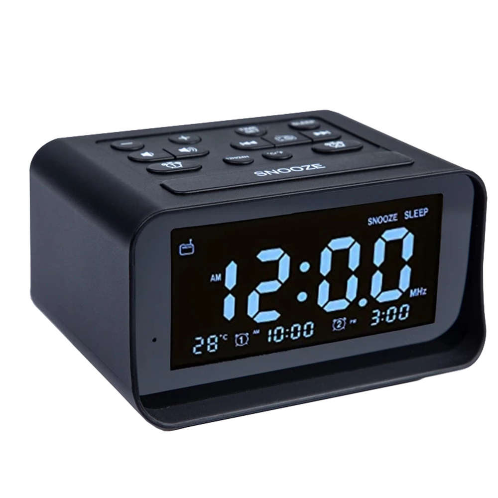 LED Digital Bedroom Alarm Clock FM Radio with Dual USB Port Charger