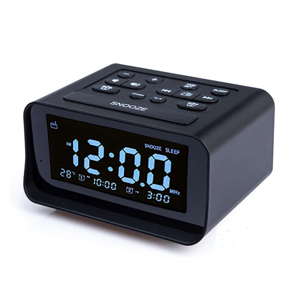 LED Digital Bedroom Alarm Clock FM Radio with Dual USB Port Charger