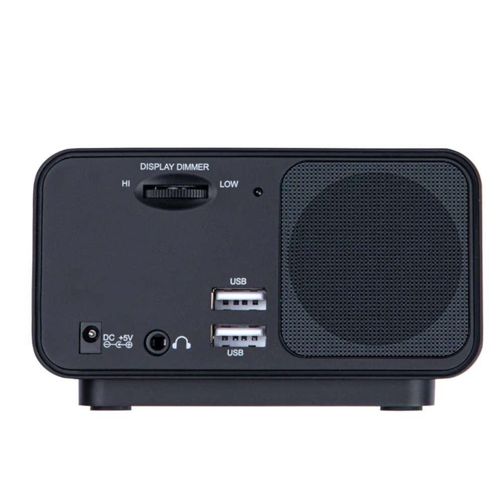 LED Digital Bedroom Alarm Clock FM Radio with Dual USB Port Charger