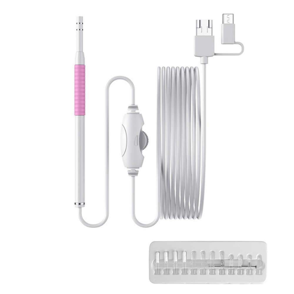 5.5mm 3-in-1 Visual Earpick With LED Camera Endoscope - Pink