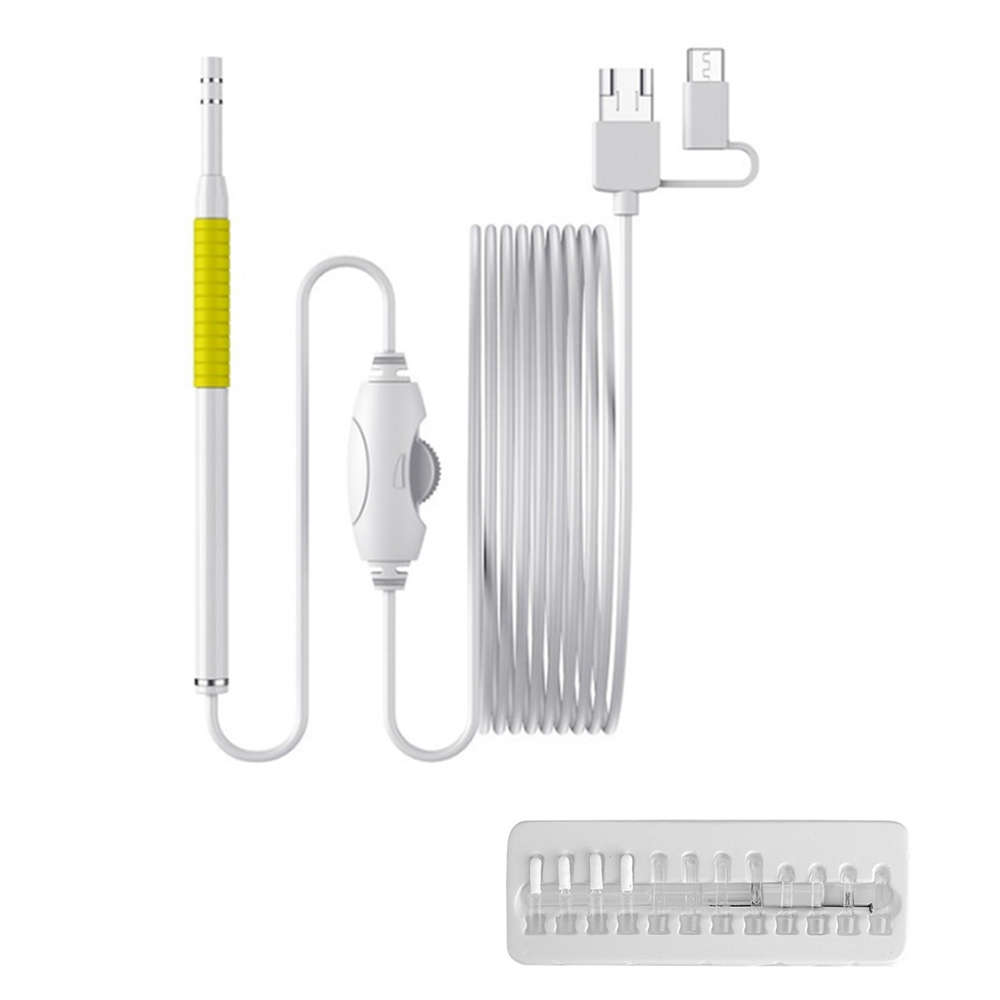 3 In 1 5.5mm Visual Earpick with LED Camera Endoscope - Yellow