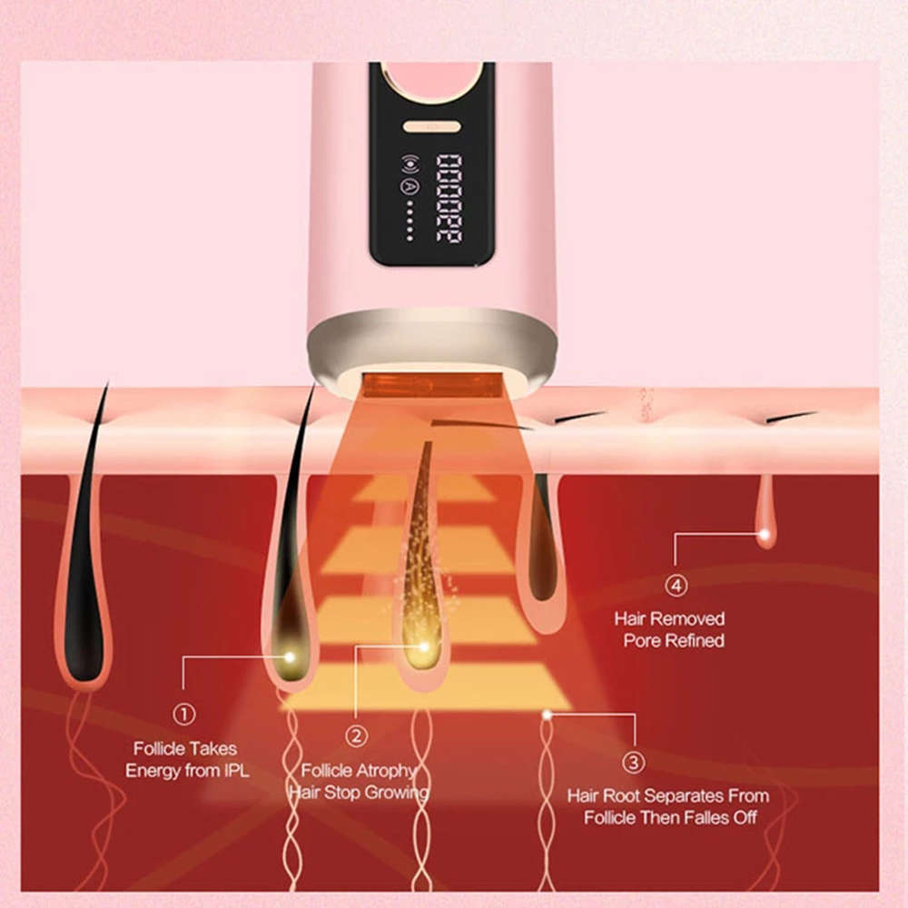 990000 Flash Permanent Painless LCD IPL Epilator Hair Remove - Pink