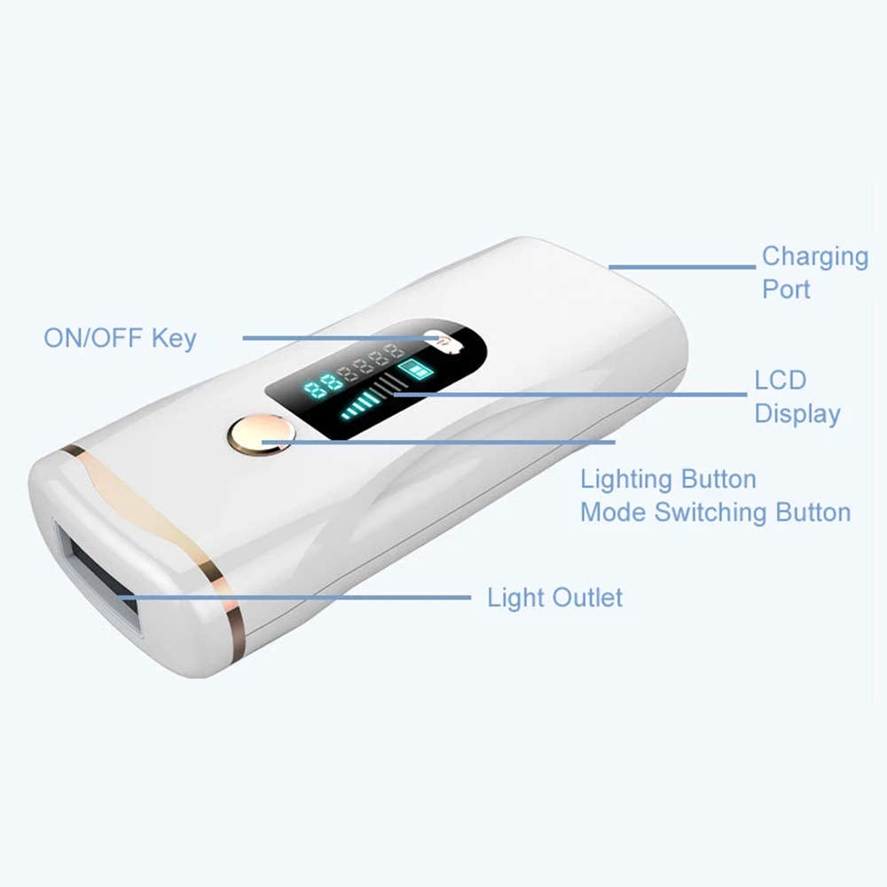 9 Energy Levels 999999 Flashes IPL Hair Removal Epilator Permanent - White