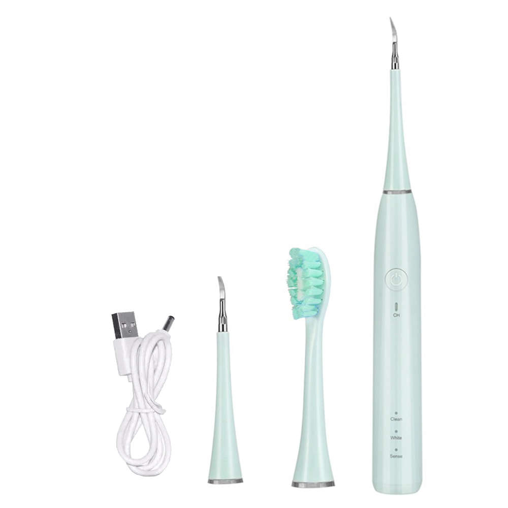 Portable 3-In-1 Waterproof Electric Ultrasonic Teeth Cleaner Kit - Blue