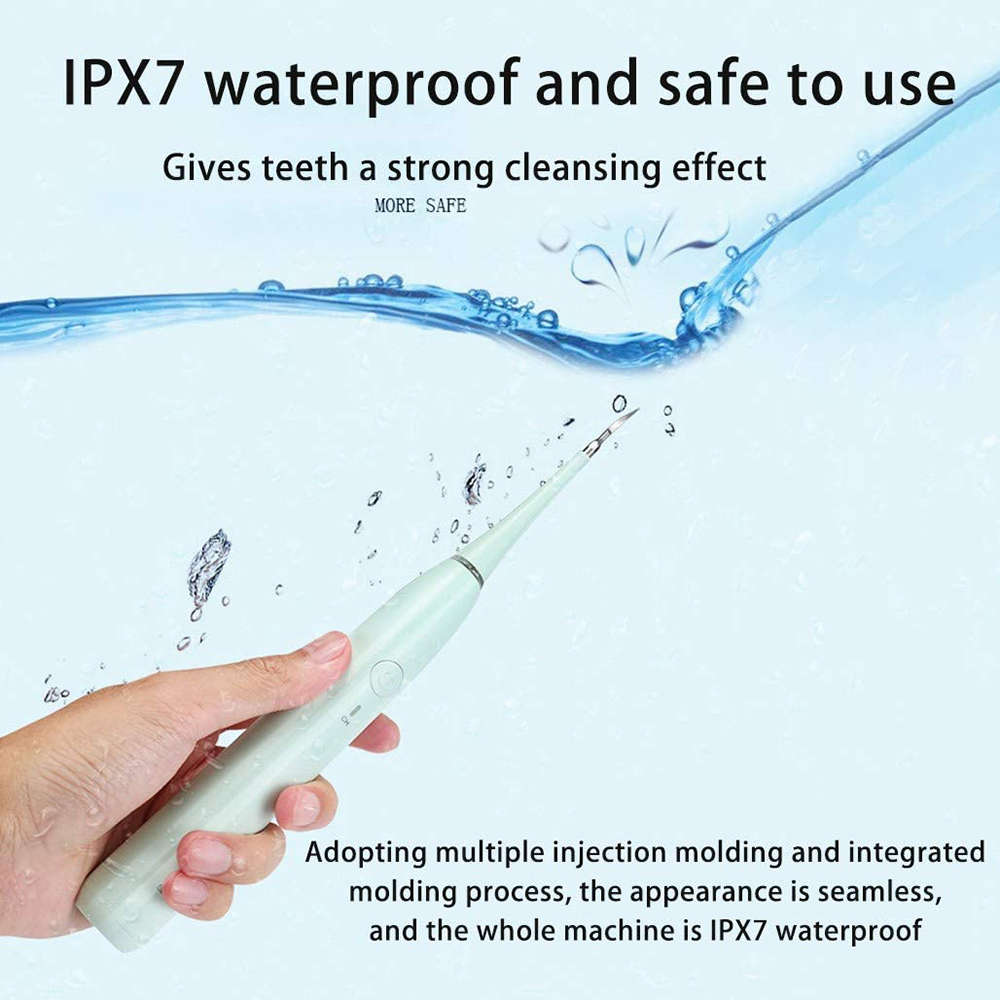 Portable 3-In-1 Waterproof Electric Ultrasonic Teeth Cleaner Kit - Blue