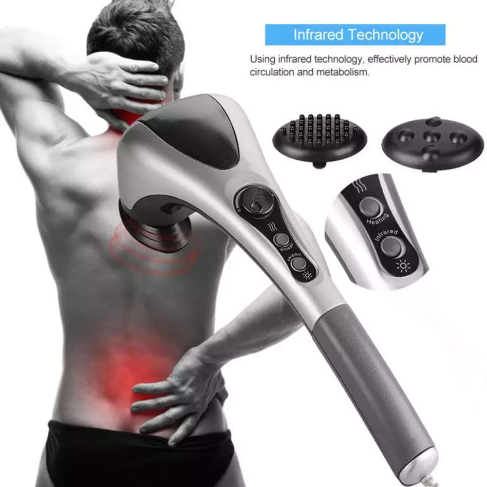 Electric Handheld Dual-head Roller Back Hot Compress Massage Stick