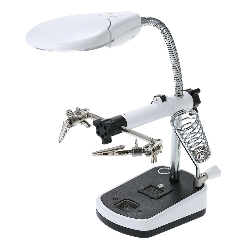 Hands Free LED Auxiliary Clip Desk Lamp Magnifier with 5 LED Light