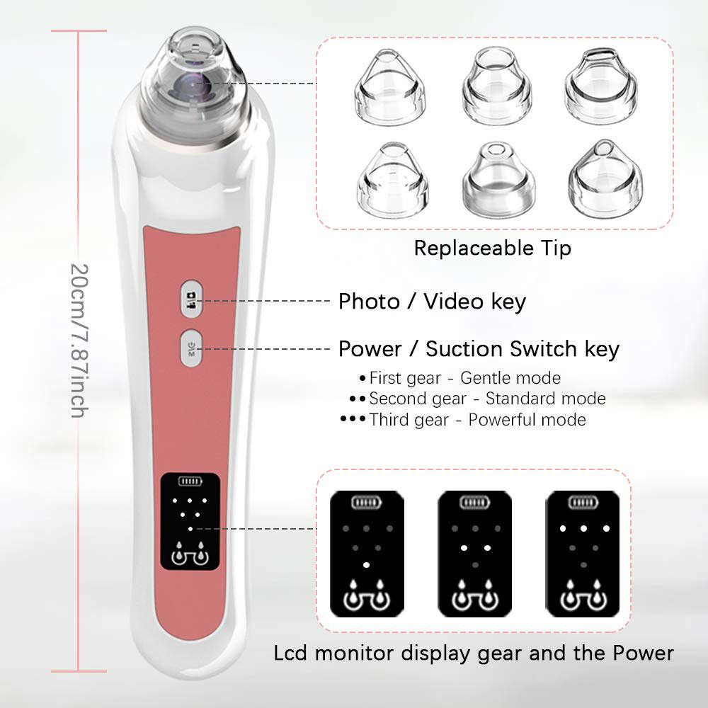 5MP WIFI 20X Magnification Visual Electric Blackhead Remover - Pink