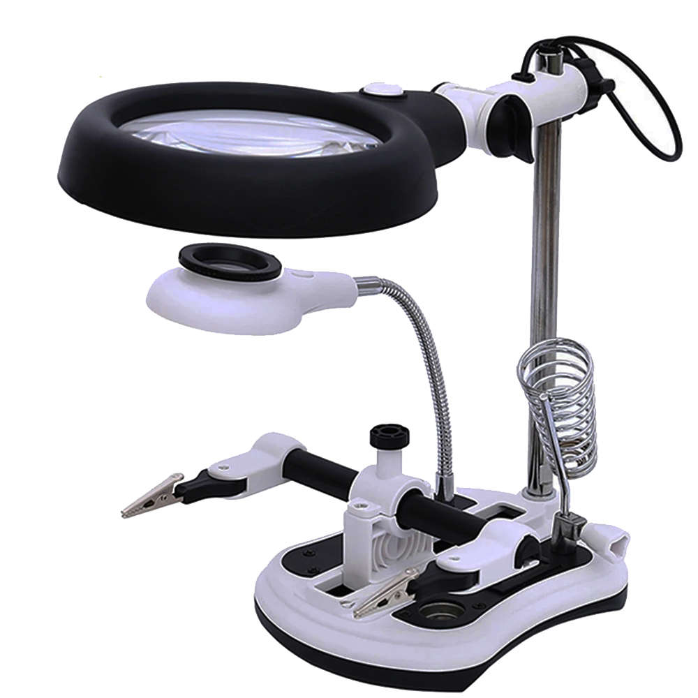 Hands Free LED Auxiliary Clip Desk Lamp Magnifier with 18 LED Light