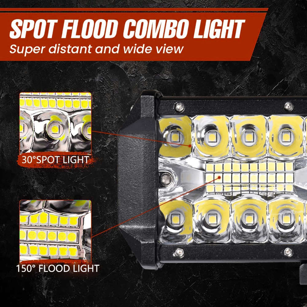 7 Inch 120W LED Car Work Light Bar for Driving Offroad Car Tractor Truck