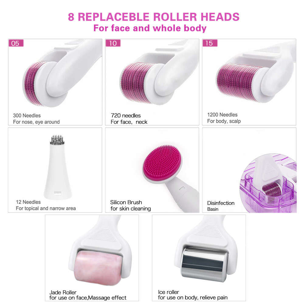 8 in 1 JADE + ICE Derma Roller Micro Needle Kits for Multiple Skin Care