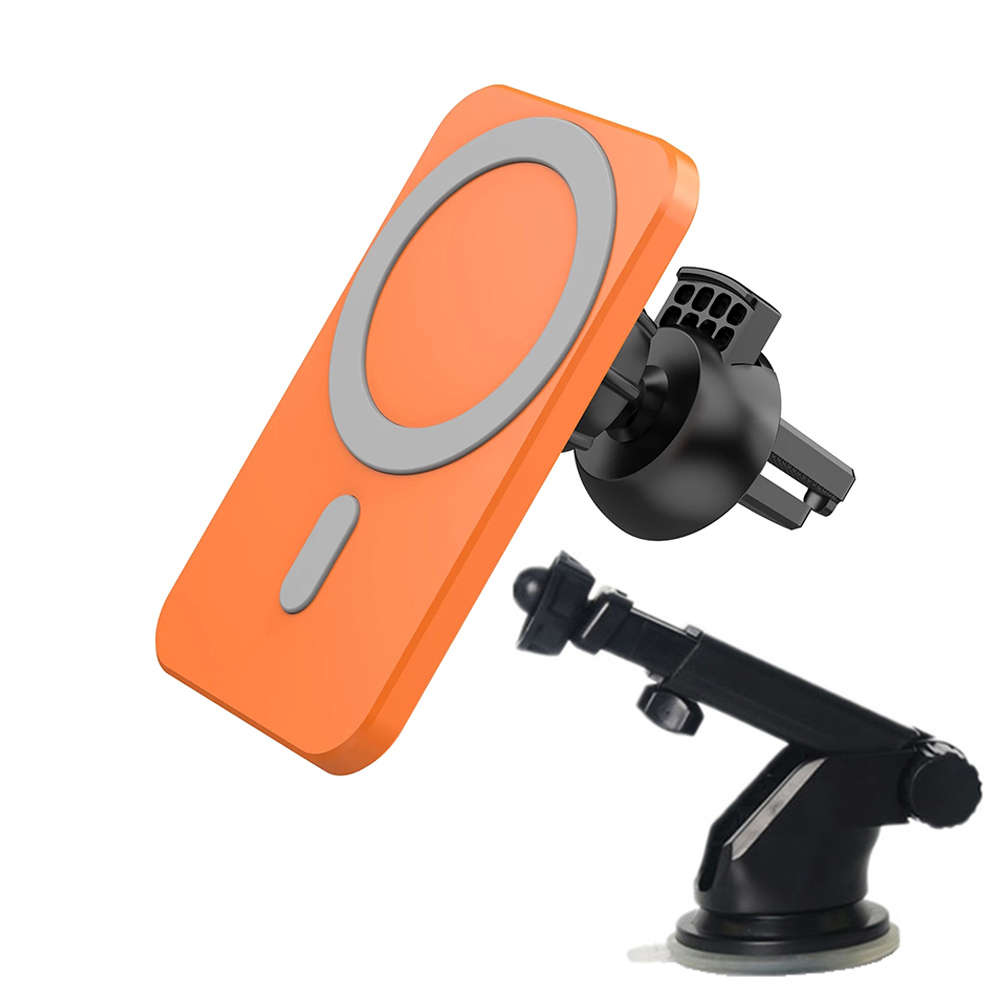 15W Magnetic Car Wireless Charger For iPhone 12 Series Magsafe - Orange
