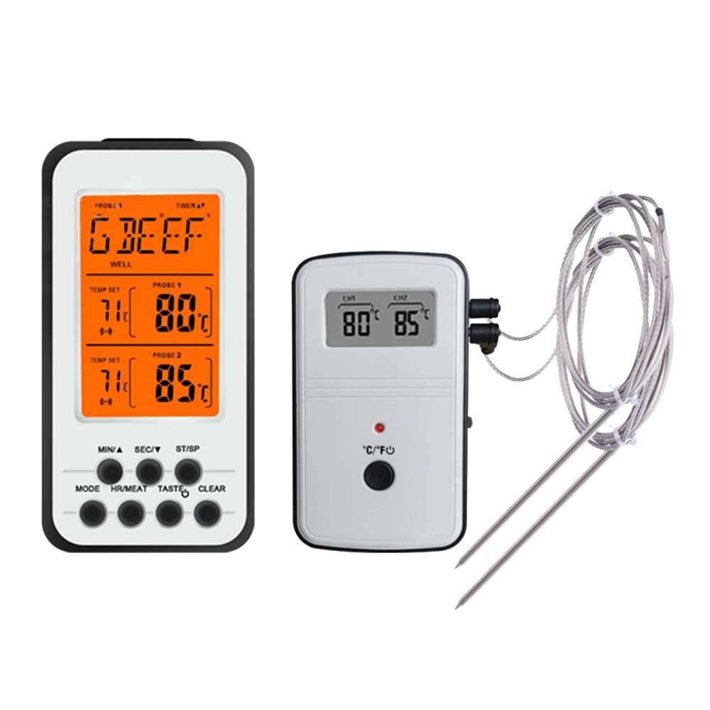 Portable Wireless Digital Food Thermometer with Dual Probe Channel