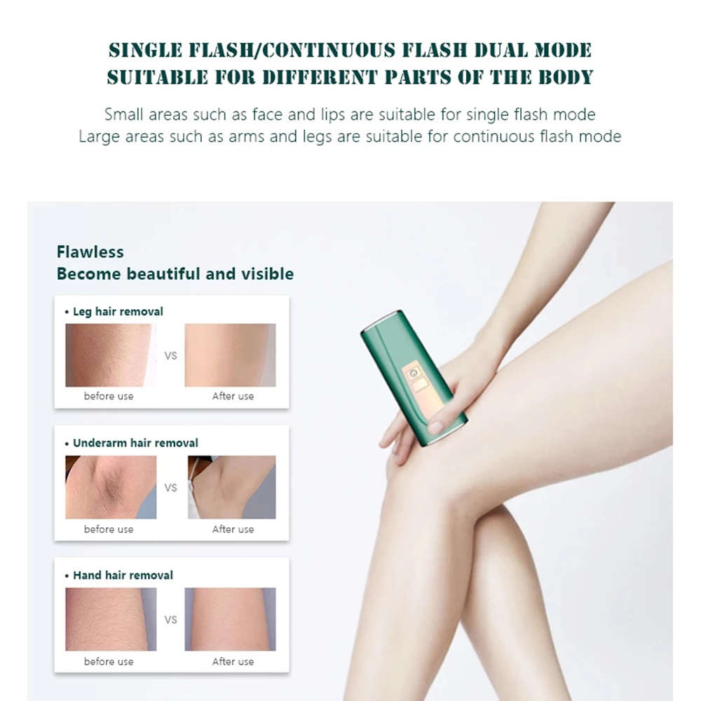 990000 Flash Permanent Painless IPL Laser Epilator Hair Removal - Green