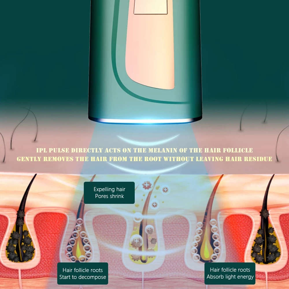 990000 Flash Permanent Painless IPL Laser Epilator Hair Removal - Green