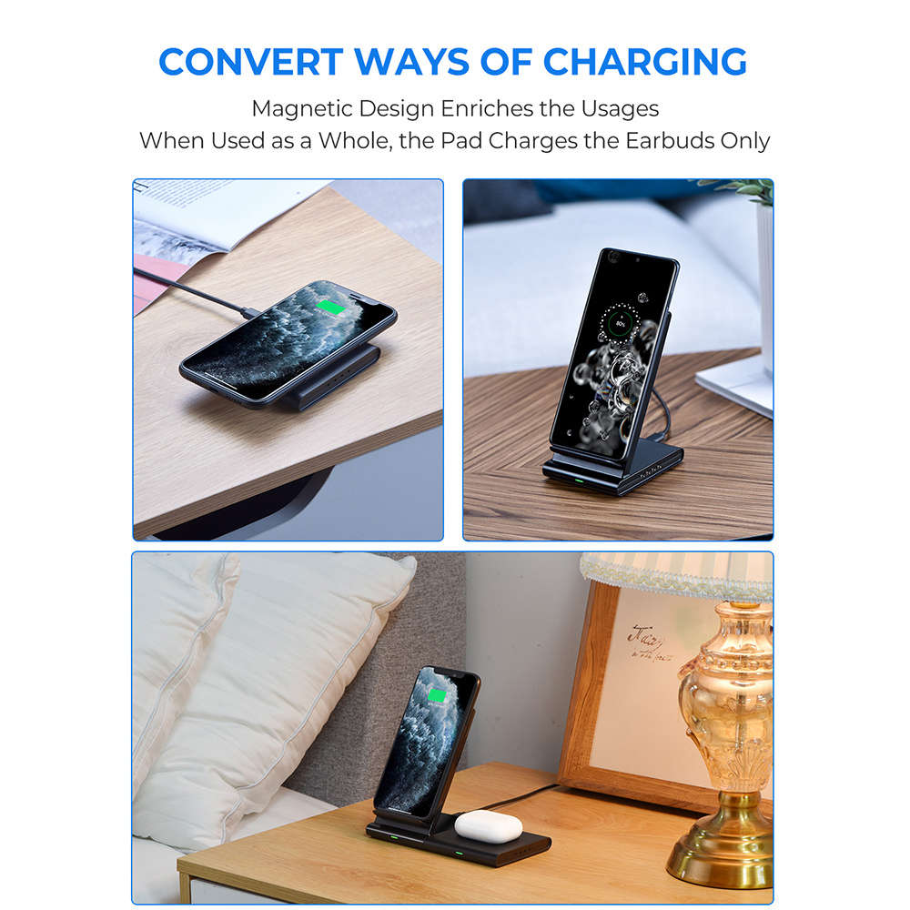 2-in-1 Magnetic Wireless Charger Stand for iPhone 12 Pro 12/Airpods Pro