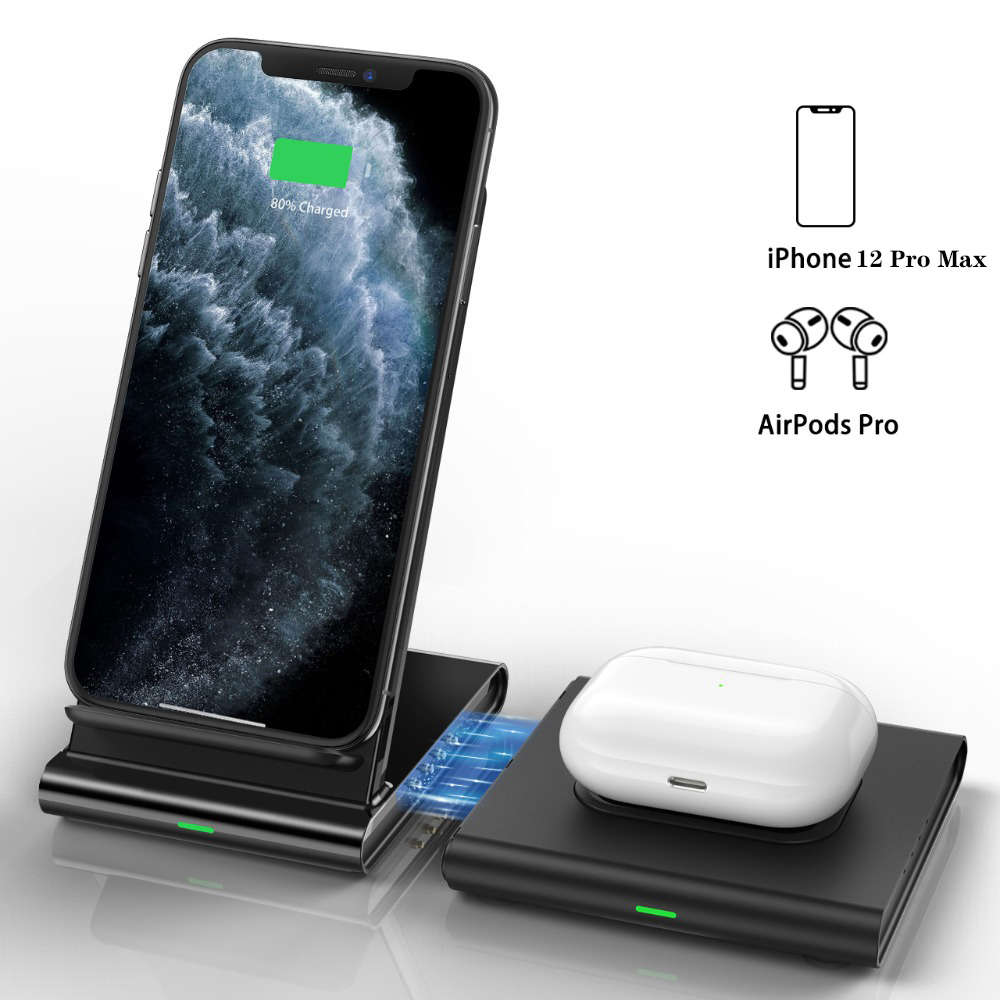 2-in-1 Magnetic Wireless Charger Stand for iPhone 12 Pro 12/Airpods Pro