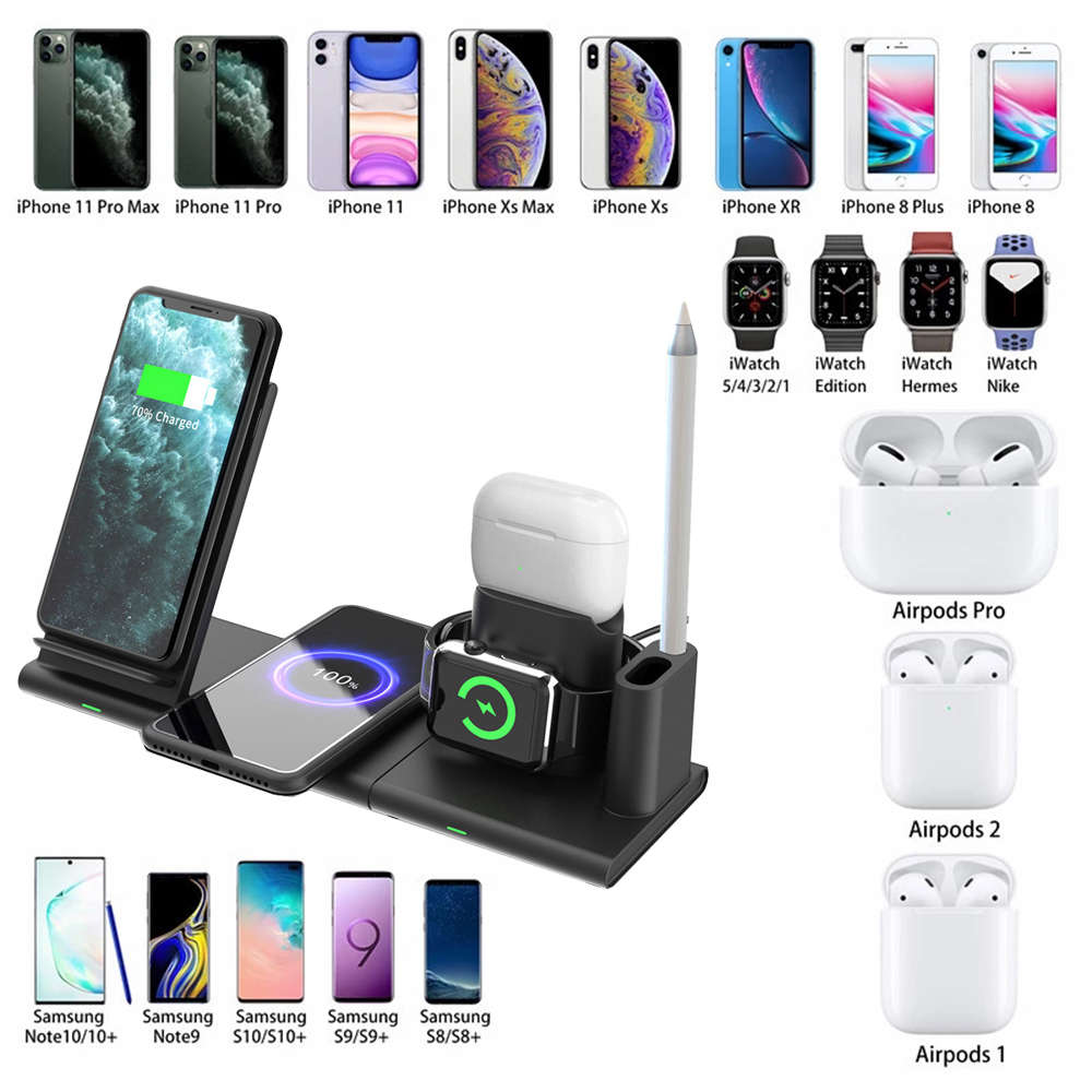 5-in-1 Magnetic Wireless Charging Station - Black