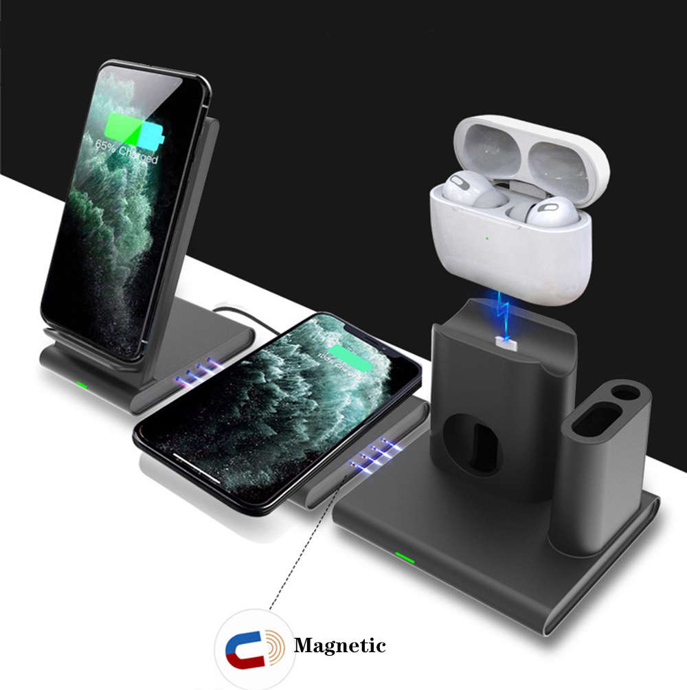 5-in-1 Magnetic Wireless Charging Station - Black