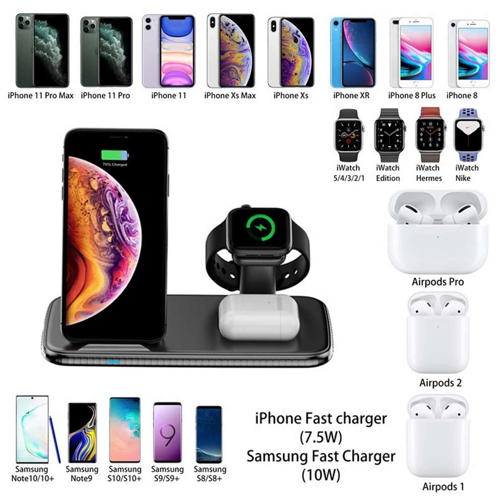 15W 3-in-1 Qi Wireless Charger For iPhone 12 Pro/Airpods Pro/Apple Watch