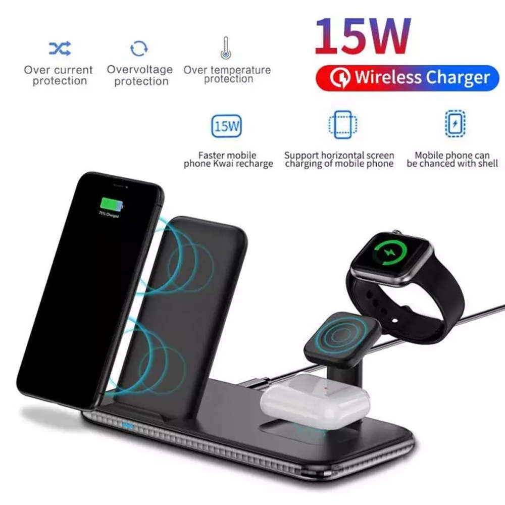 15W 3-in-1 Qi Wireless Charger For iPhone 12 Pro/Airpods Pro/Apple Watch