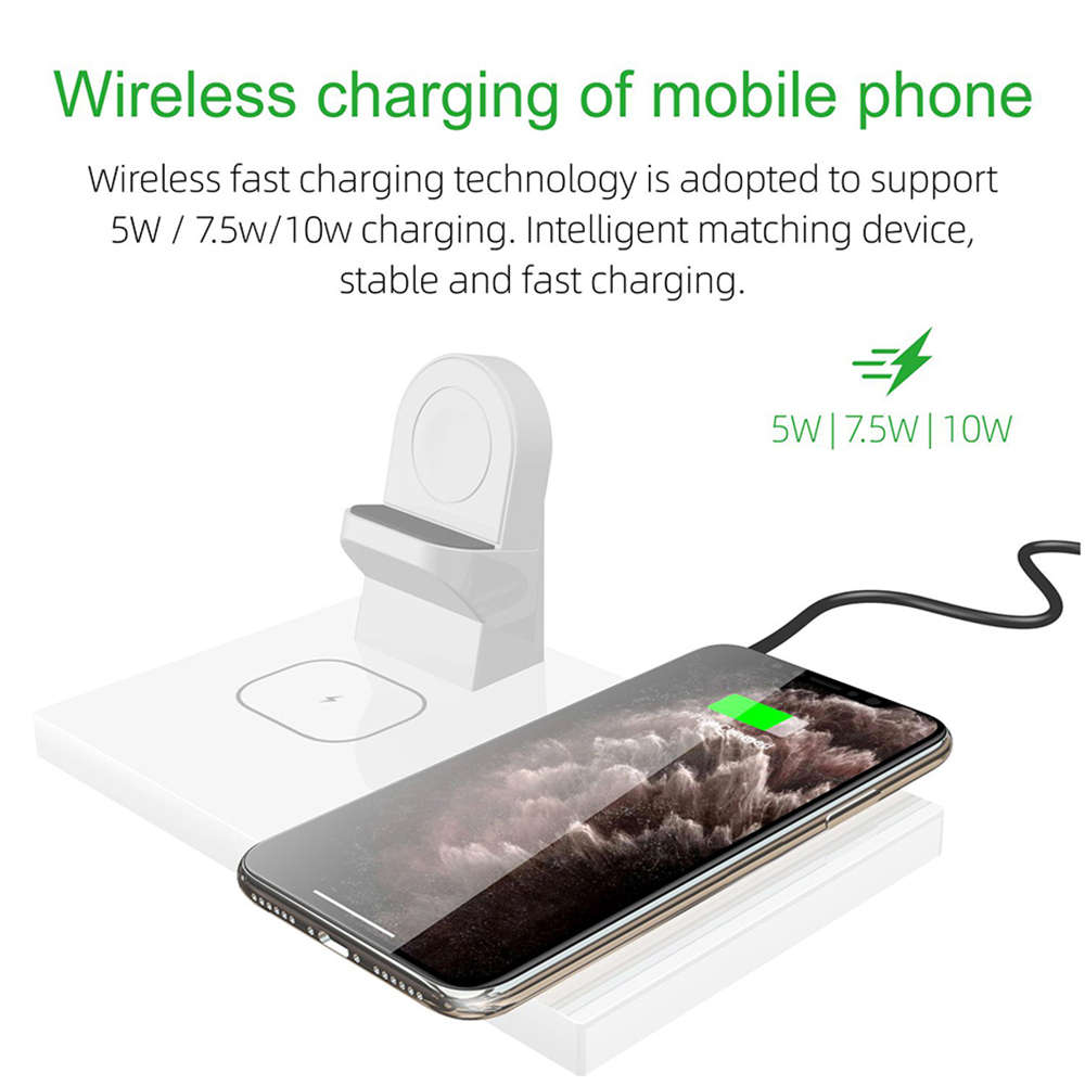 3 in 1 Modular Wireless Charger for iPhone 12/Airpods/Apple Watch - White