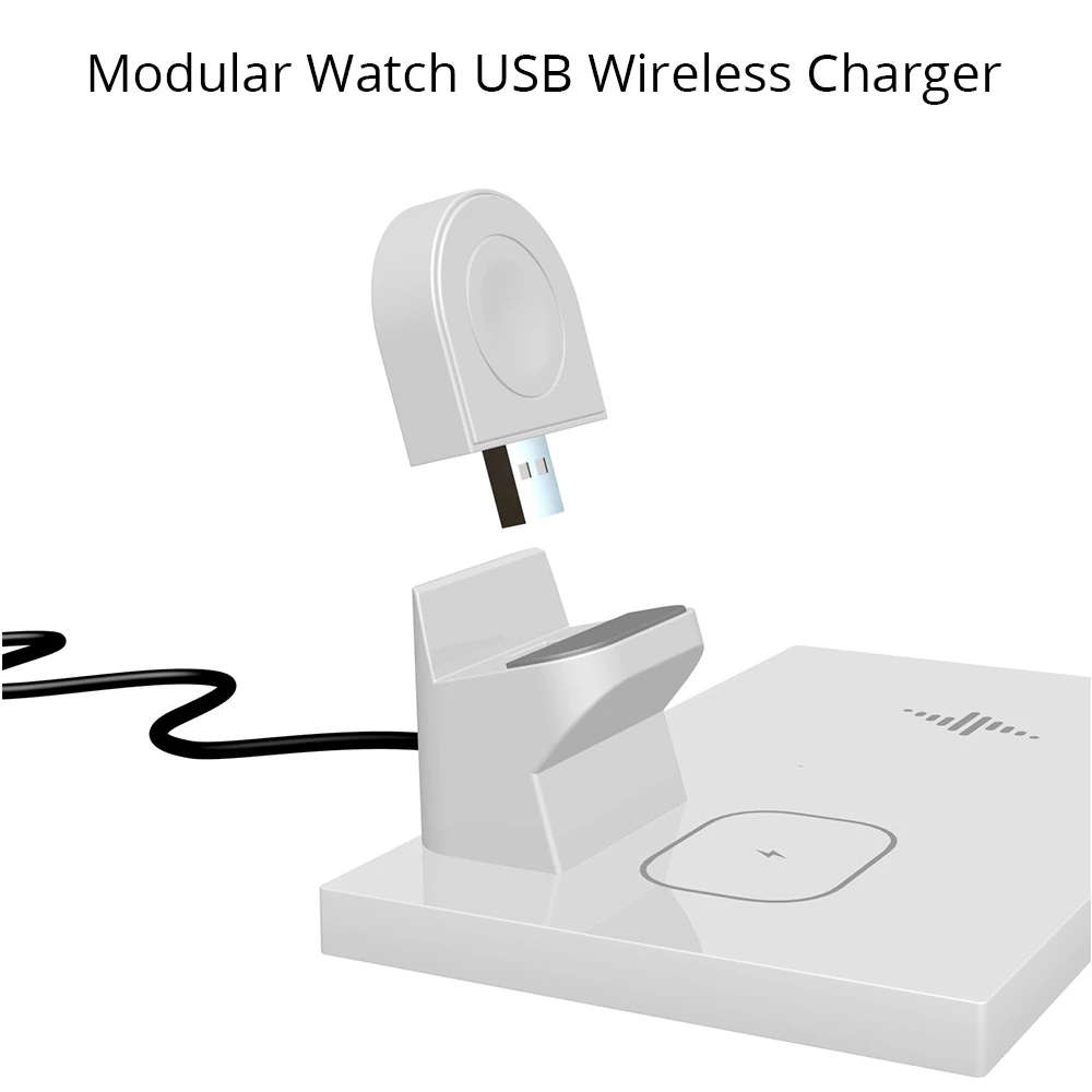 3 in 1 Modular Wireless Charger for iPhone 12/Airpods/Apple Watch - White