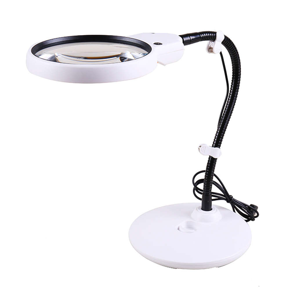 LED Double Lens Desktop Magnifier with Cold Warm Lamp