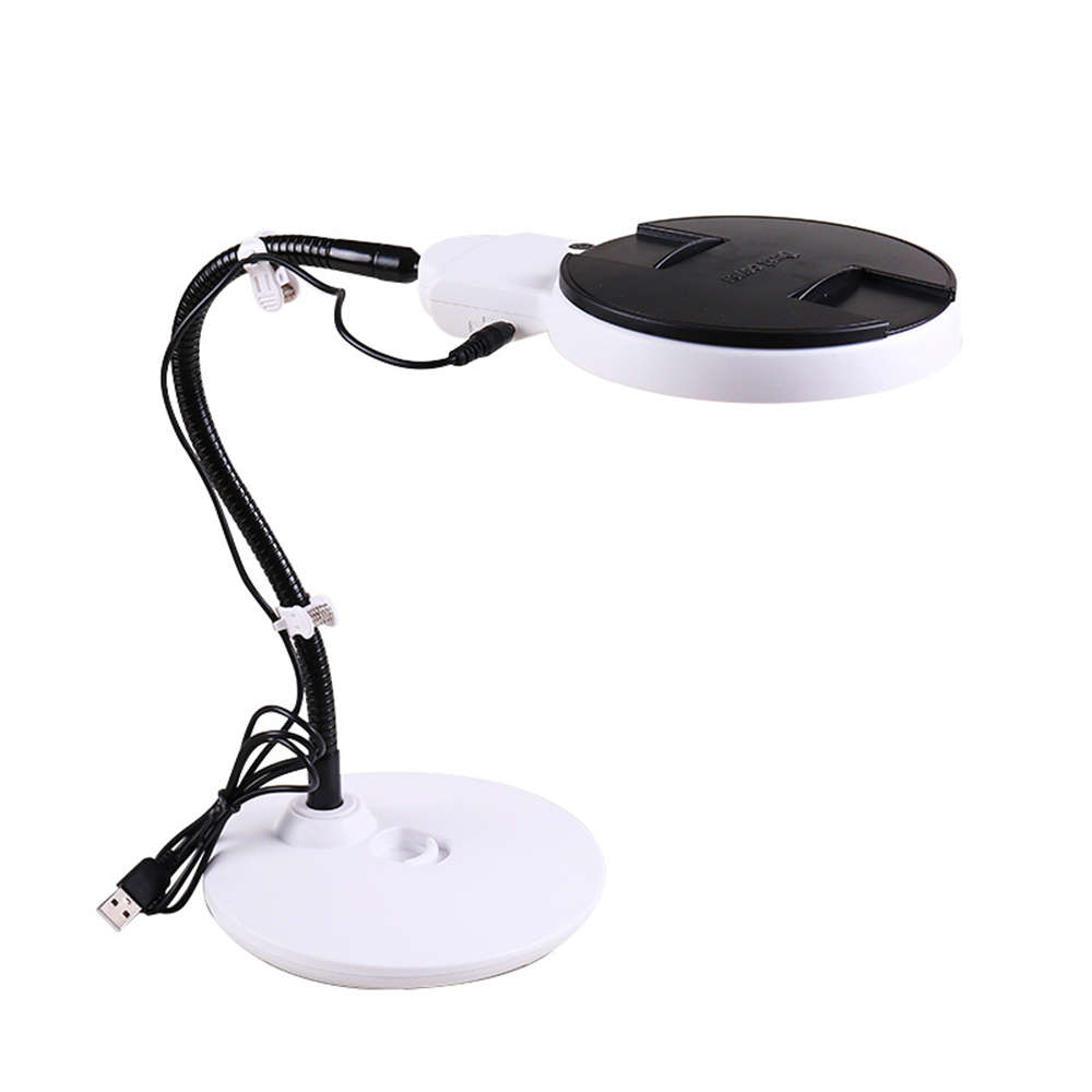 LED Double Lens Desktop Magnifier with Cold Warm Lamp