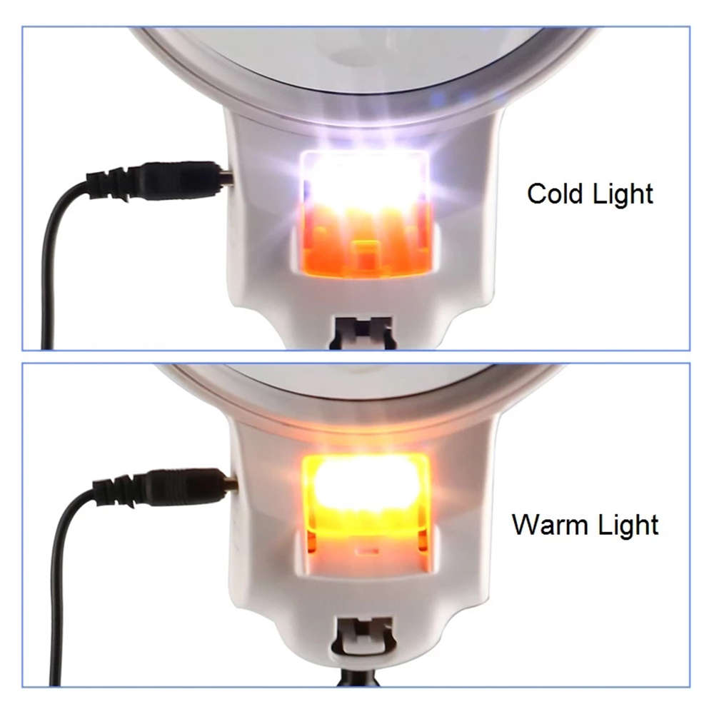 LED Double Lens Desktop Magnifier with Cold Warm Lamp