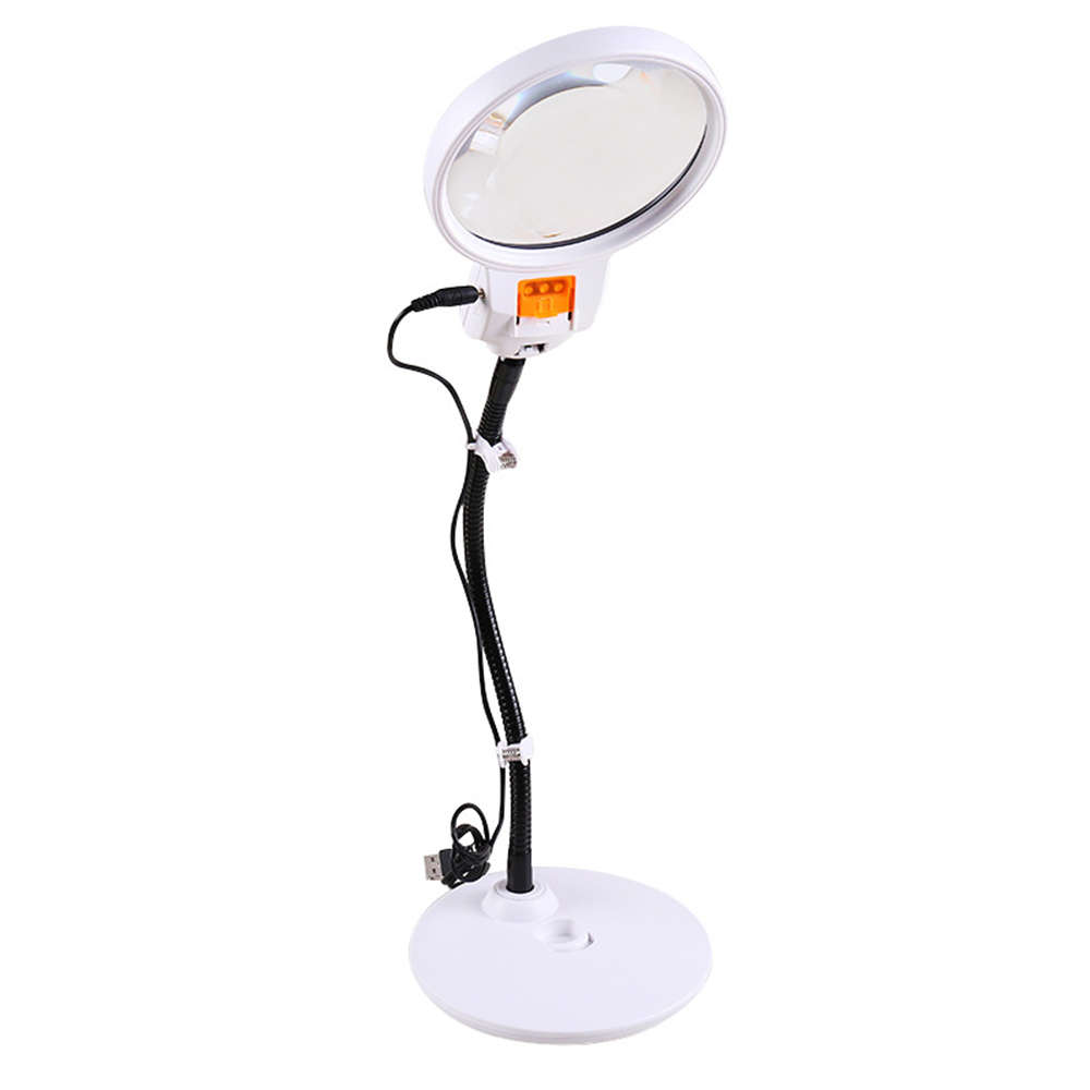 LED Double Lens Desktop Magnifier with Cold Warm Lamp