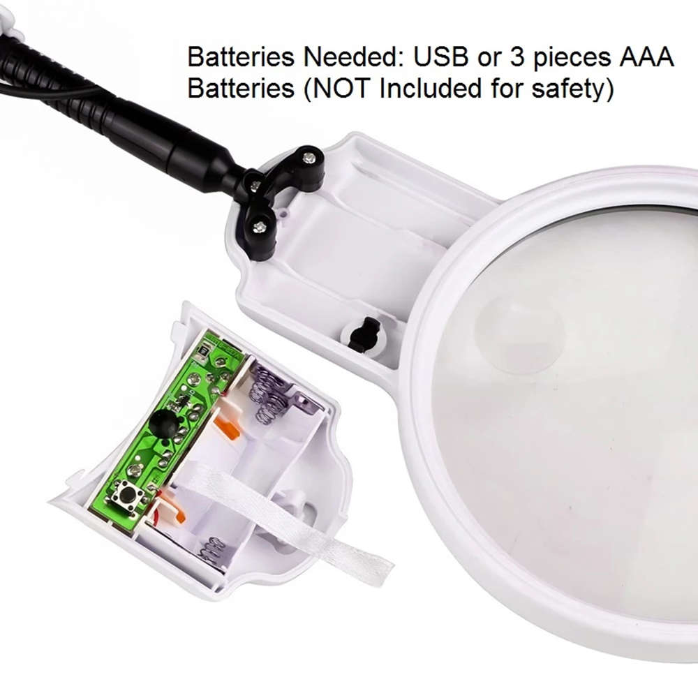LED Double Lens Desktop Magnifier with Cold Warm Lamp